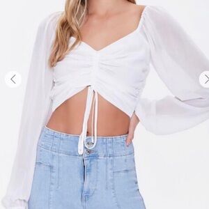 Forever 21 White Ruched Blouse